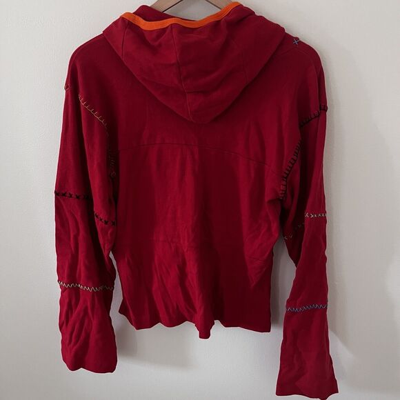 Rising International 100% Cotton Embroidered Red Zip Up Hoodie - Large - Picture 5 of 5